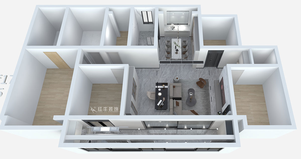 熊皓宇｜頤和鉑岸江璟-140㎡-現(xiàn)代輕奢風(fēng)格｜精裝修局改｜00_02鳥(niǎo)瞰圖