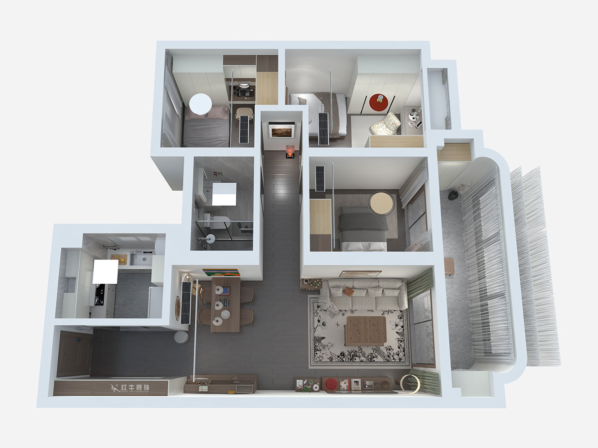 熊皓宇|高科紫堯星院-90㎡-現(xiàn)代原木風|3室2廳1衛(wèi)|精裝修改造|00_02鳥瞰圖