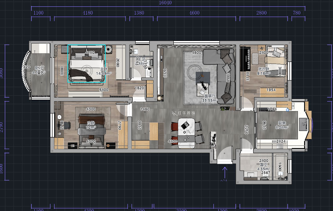 熊皓宇|青石村-110㎡-現(xiàn)代輕奢風格|3室2廳2衛(wèi)|老房裝修|半包10
