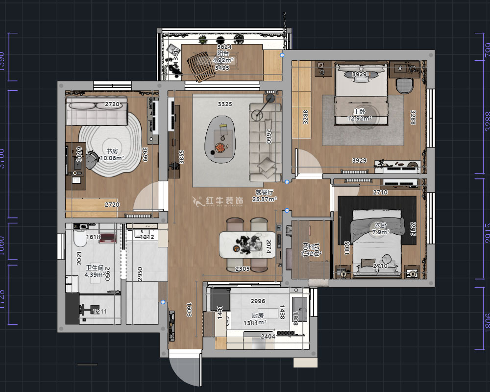 熊皓宇｜陽(yáng)光廣場(chǎng)小區(qū)1-803-100㎡-原木風(fēng)｜3室2廳1廚1衛(wèi)1陽(yáng)臺(tái)｜老房裝修｜定制家｜全包14