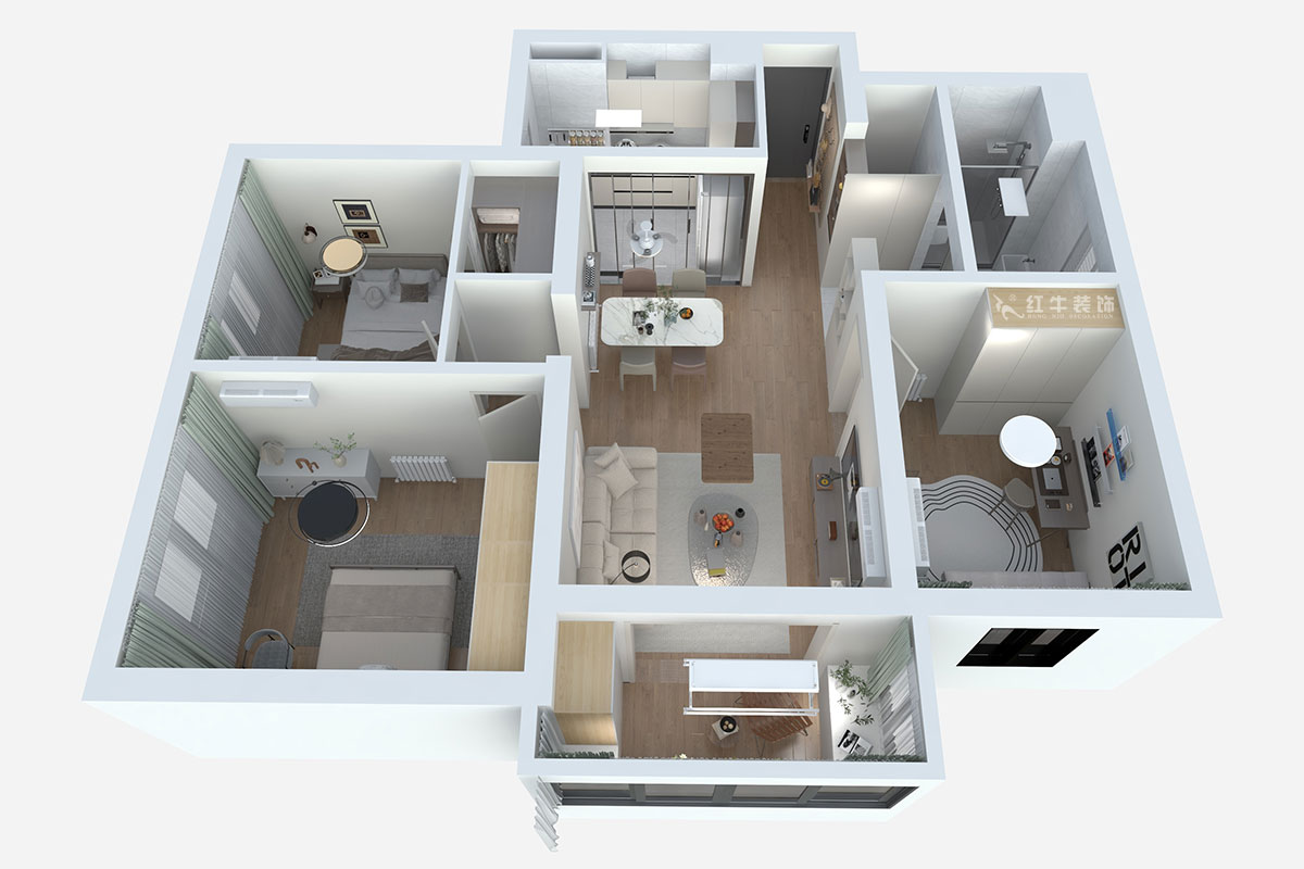 熊皓宇｜陽(yáng)光廣場(chǎng)小區(qū)1-803-100㎡-原木風(fēng)｜3室2廳1廚1衛(wèi)1陽(yáng)臺(tái)｜老房裝修｜定制家｜全包14