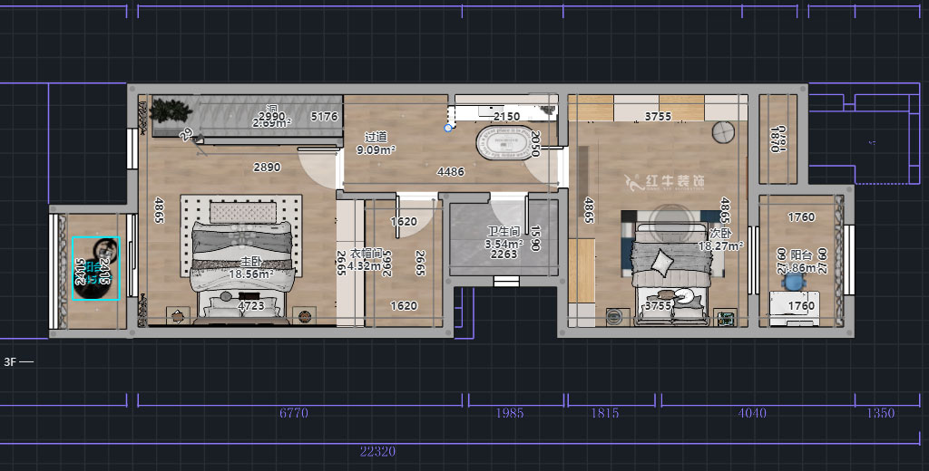 熊皓宇｜城開湯山公館16甲103室-160㎡-現(xiàn)代風格｜復式｜4室2廳1廚2衛(wèi)2陽臺｜老房裝修｜定制家｜全包｜00_02二層平面彩圖