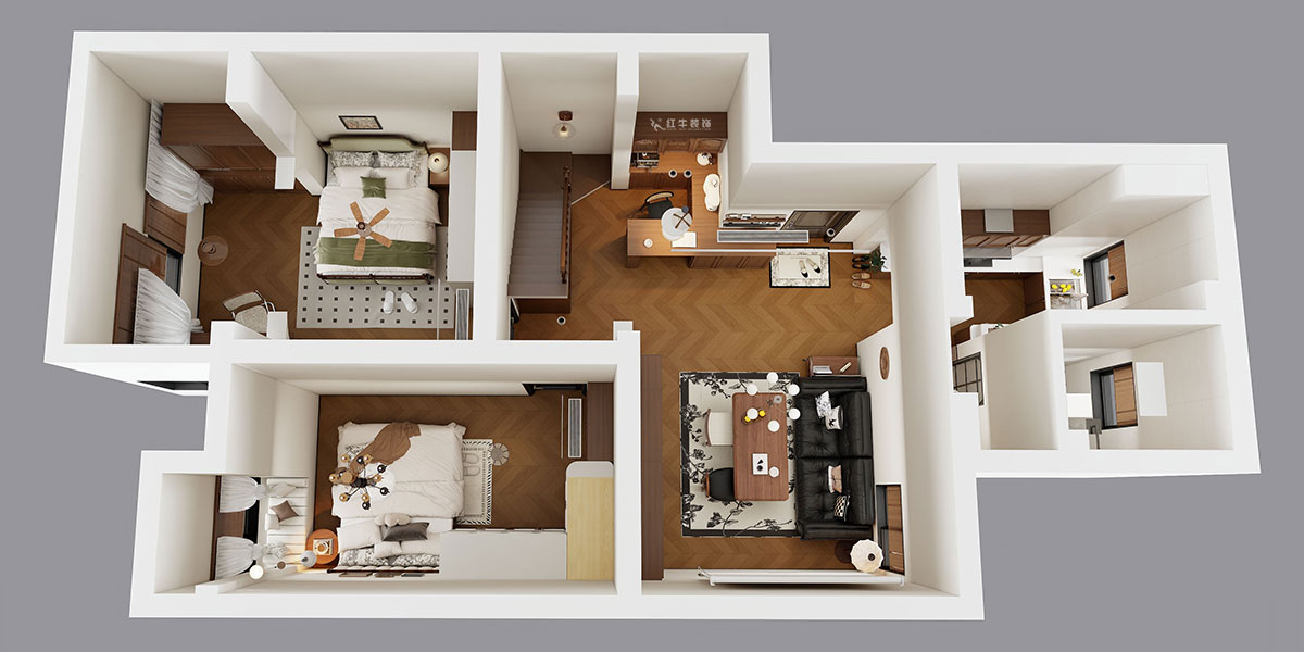 蔣?。鼕W體新城翠杉園15-507-(72+40)㎡-中古風(fēng)｜復(fù)式｜2室1廳1衛(wèi)+閣樓｜老房裝修｜定制家｜全包12萬(wàn)｜00_04鳥(niǎo)瞰圖