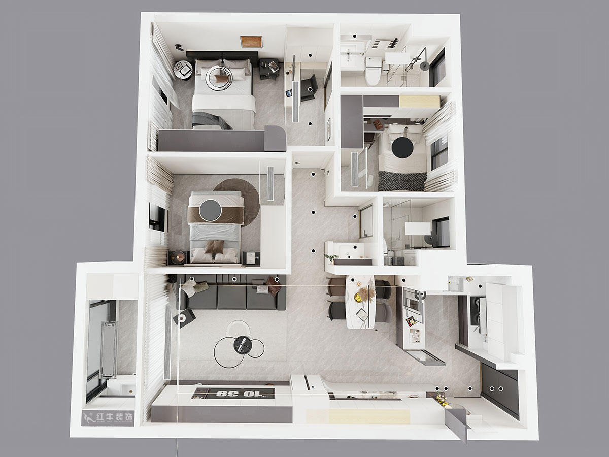 蔣?。\繡公館6-508-88㎡-現(xiàn)代簡約風(fēng)格｜3室2廳2衛(wèi)1廚1陽臺｜新房裝修｜定制家｜全包12萬｜00_04鳥瞰圖