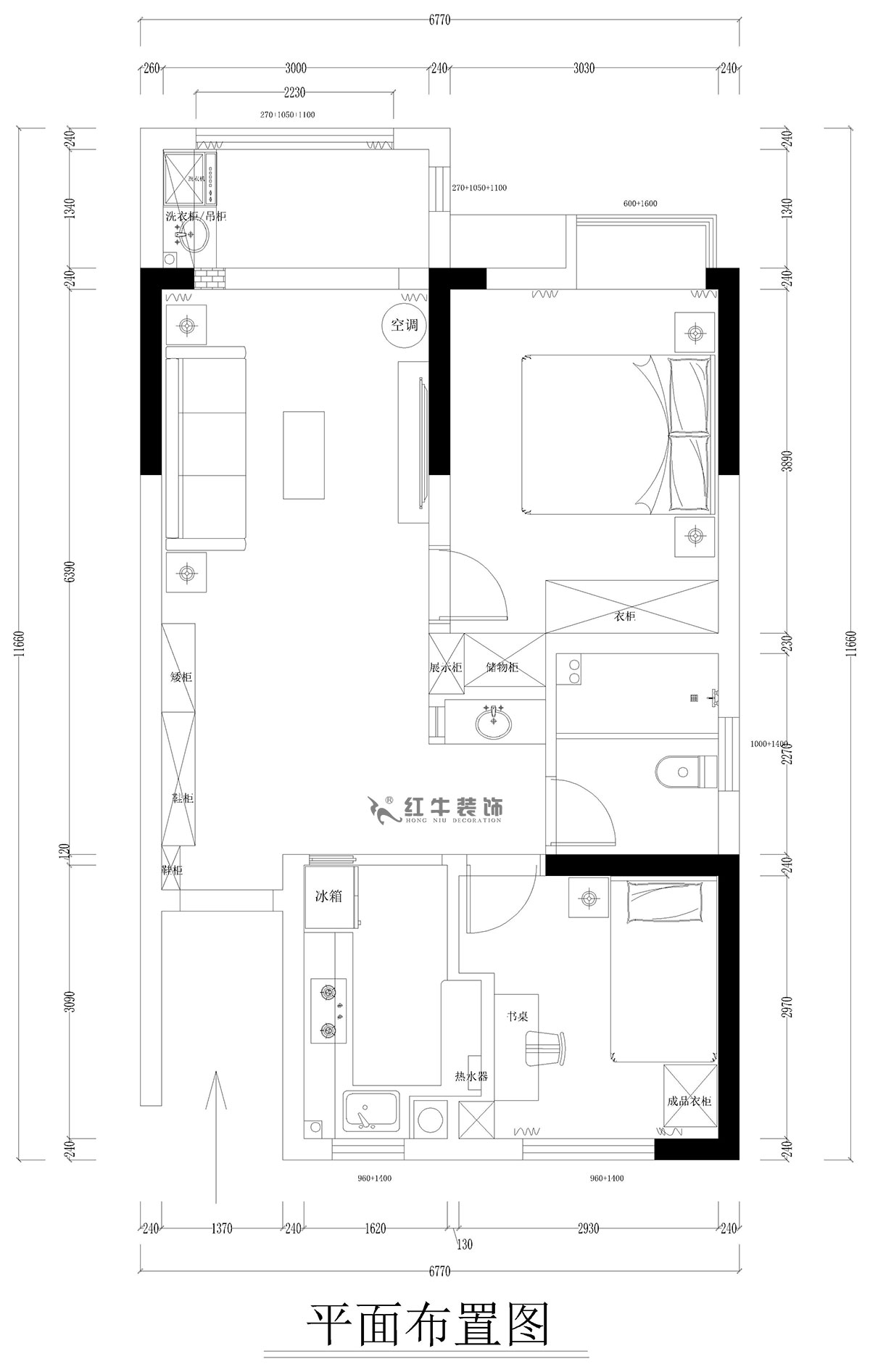孟憲濤｜紫境東苑5-1206-71㎡-現(xiàn)代簡約風(fēng)格｜2室1廳1衛(wèi)｜新房裝修｜定制家｜全包10萬｜00_02平面布置圖